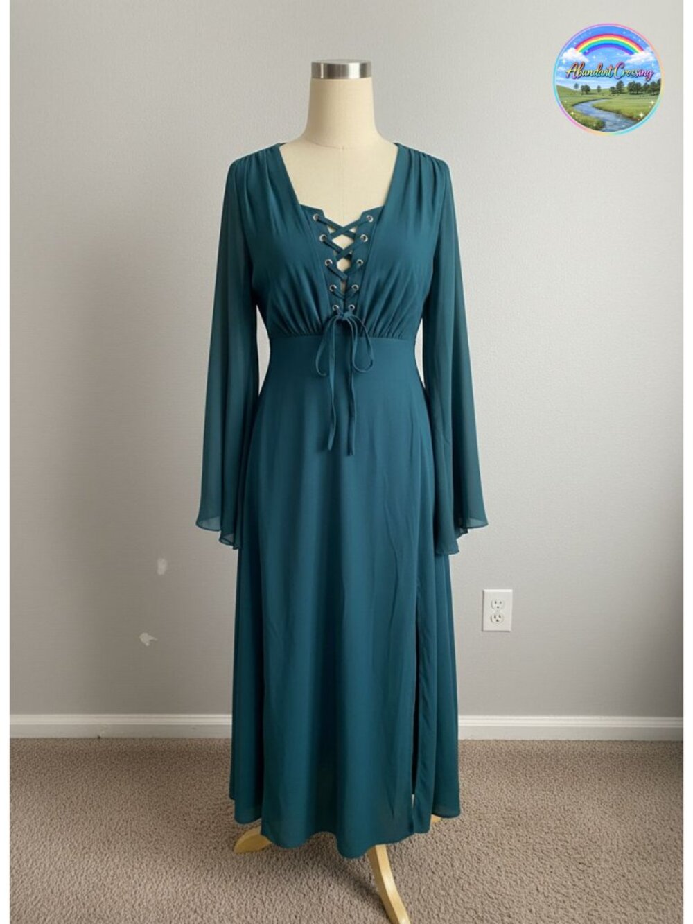 Plus Size Renaissance Irish Fairy Dress Long Sleeve Lace-Up Corset Midi Costume